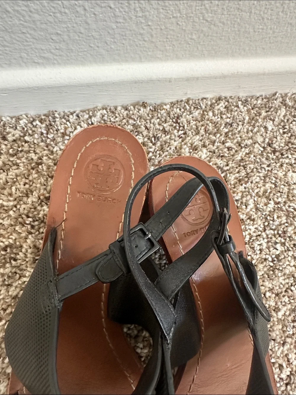Tory Burch Leather Black Sandal Women's Black Leather Slingback Sandals